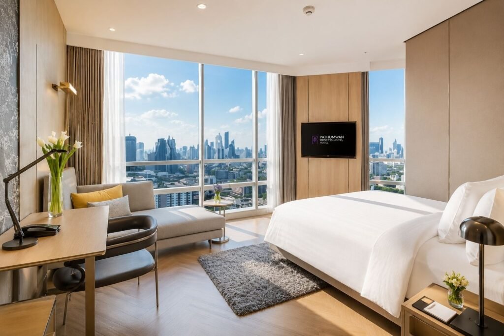Grand Deluxe Corner Room at Pathumwan Princess Hotel in Bangkok, Thailand