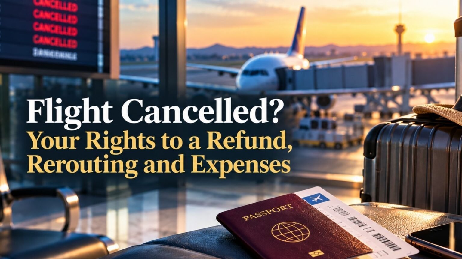 Cancelled flight rights to a refund, rerouting and expenses